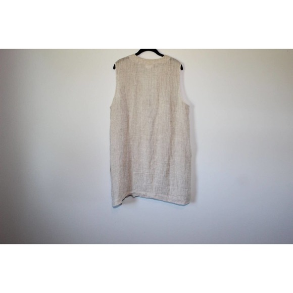 J. Jill 100% Linen Tunic Duster Sleeveless Vest Tan Women's Size Large H14872 - Picture 9 of 11